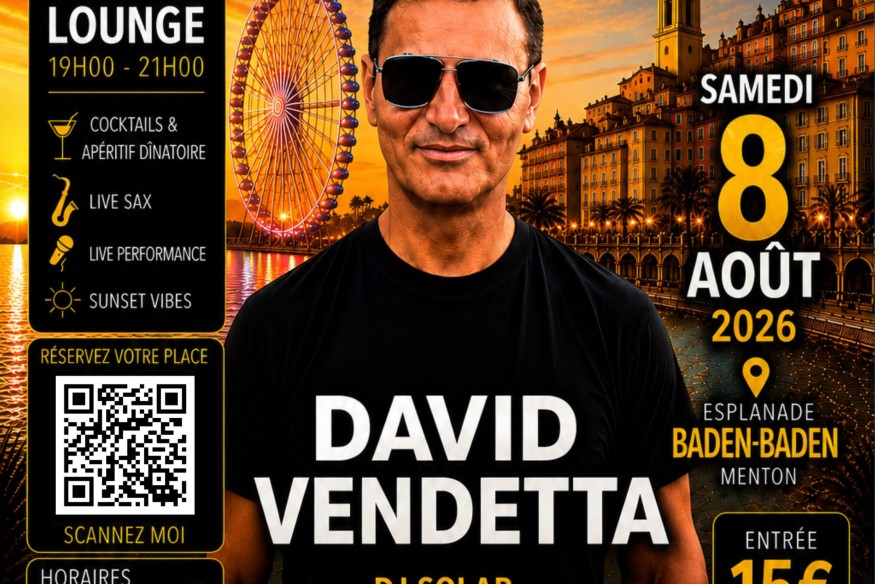 David Vendetta en live à Menton samedi 8 aout 2026 !